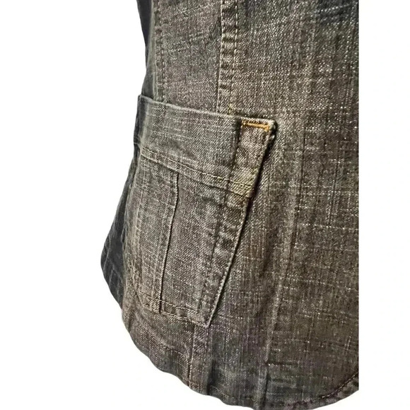 CAROLS DENIM BLACK JACKET NWT floral embroidry womens size small - Picture 6 of 9